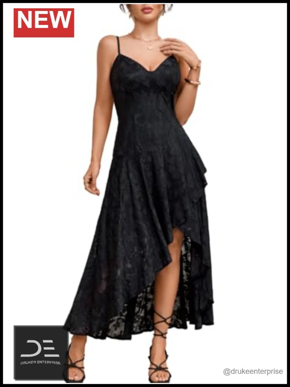 Elegant High-Low Jacquard Drop Waist Midi Dress for Wedding Vacation